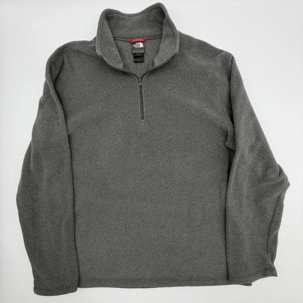 The North Face Mens TKA 100 Quarter Zip Fleece Pullover Charcoal Grey Large